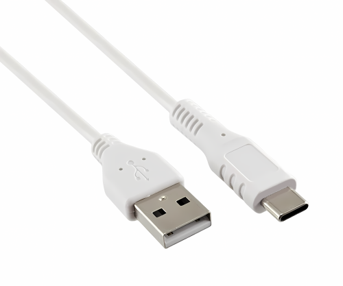 DINIC USB type C to A charging cable, type C to A plug, 5V, 3A, white, DINIC promotional box, 1.5m